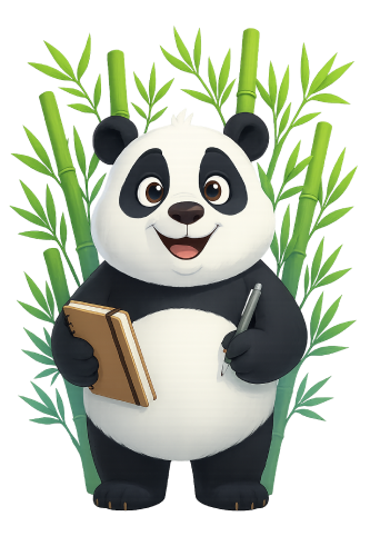 Panda with notepad and pen